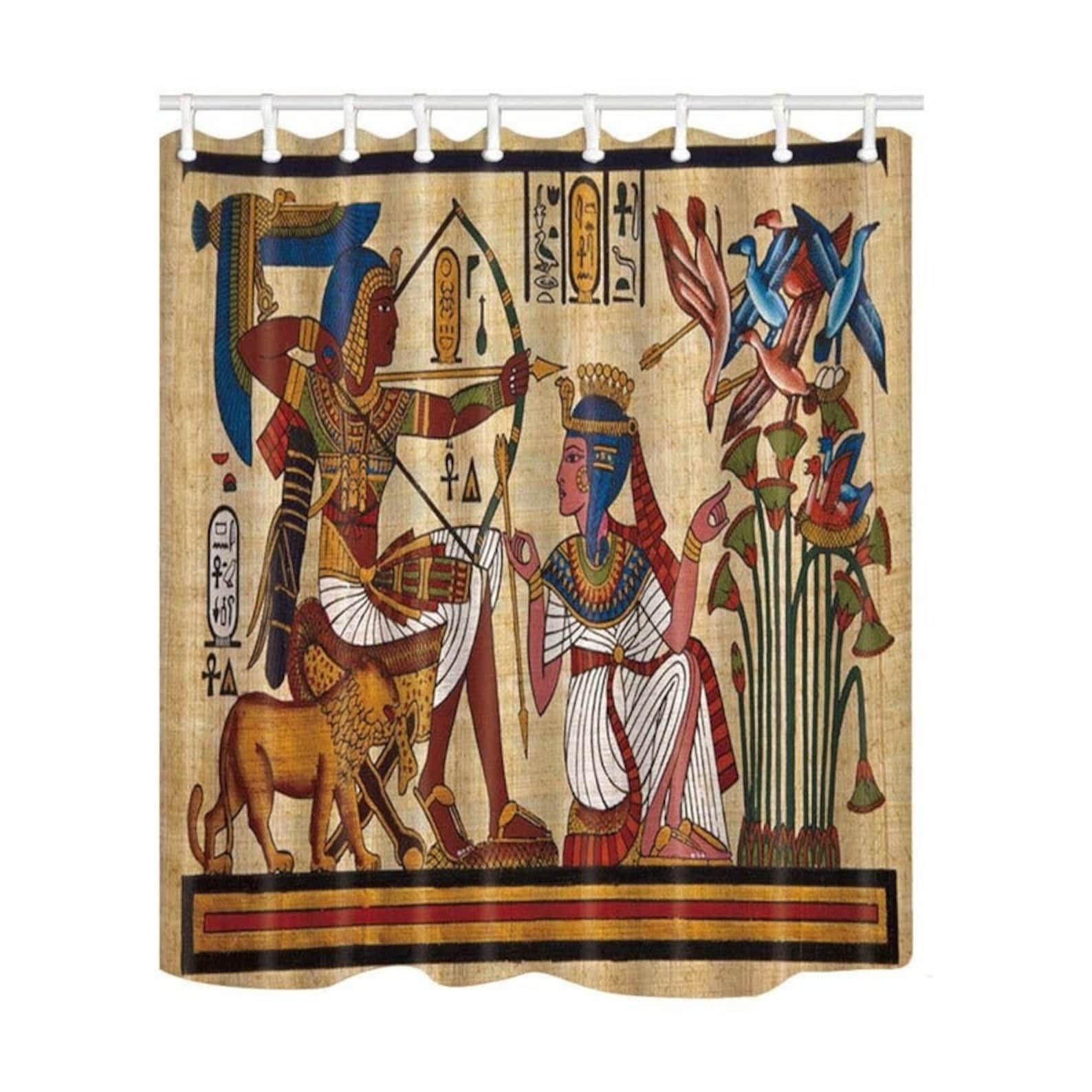 Egyptian Shower Curtain Ancient Egypt Bath Decor Waterproof Etsy