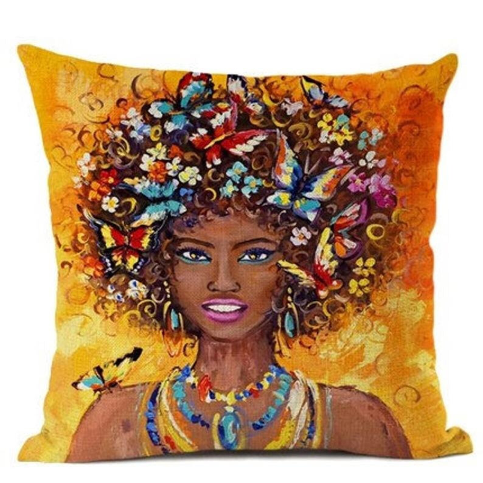 African Women Cushion Cover Afro Decor Black Girl Pillow Cover Etsy