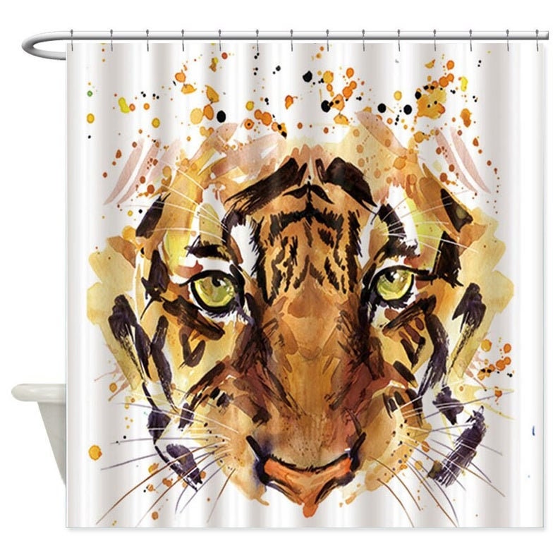 Tiger Shower Curtain Tiger Animal Bath Decor Waterproof Fabric Etsy