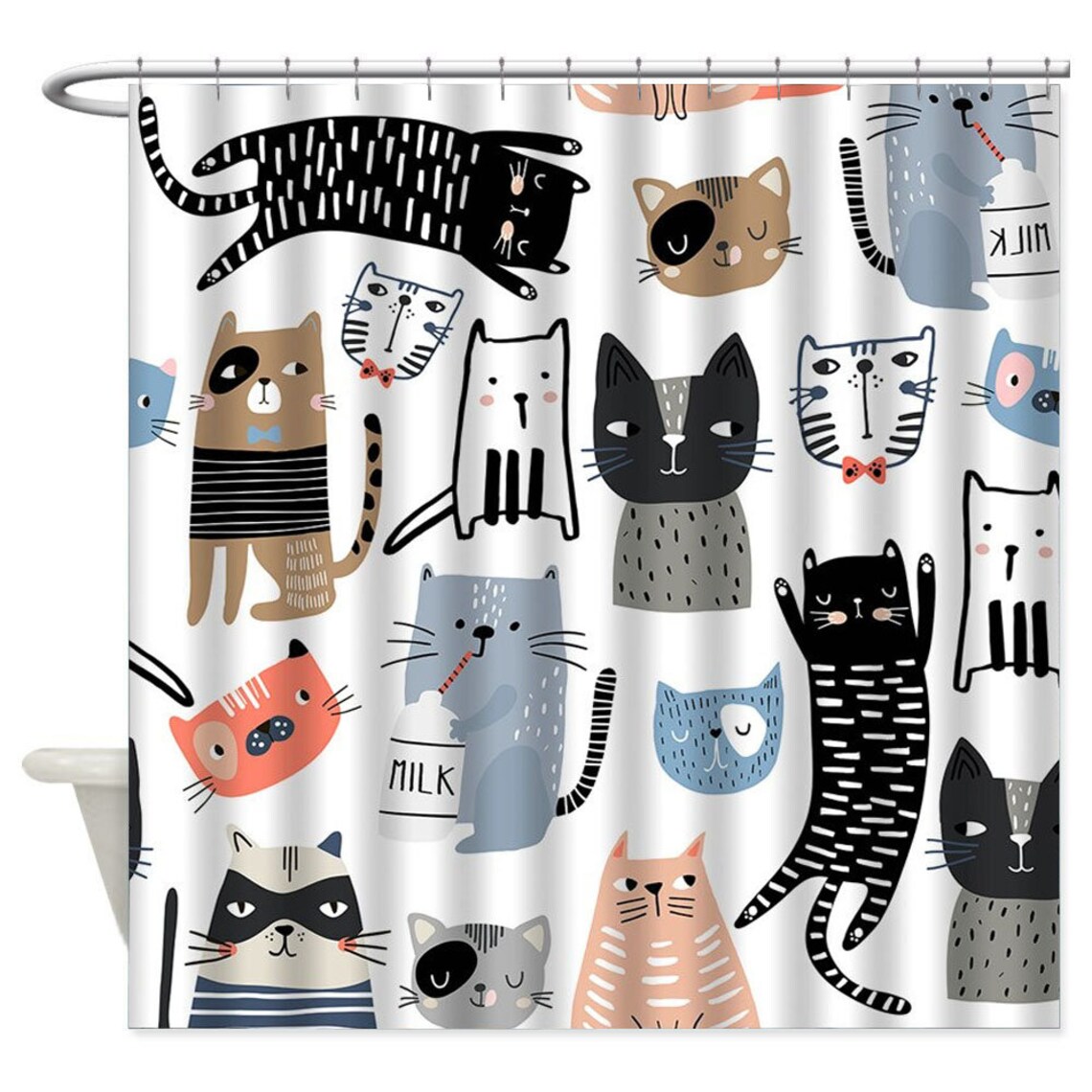 Cats Shower Curtain Cat Lover Gift Cat Bath Curtains Etsy