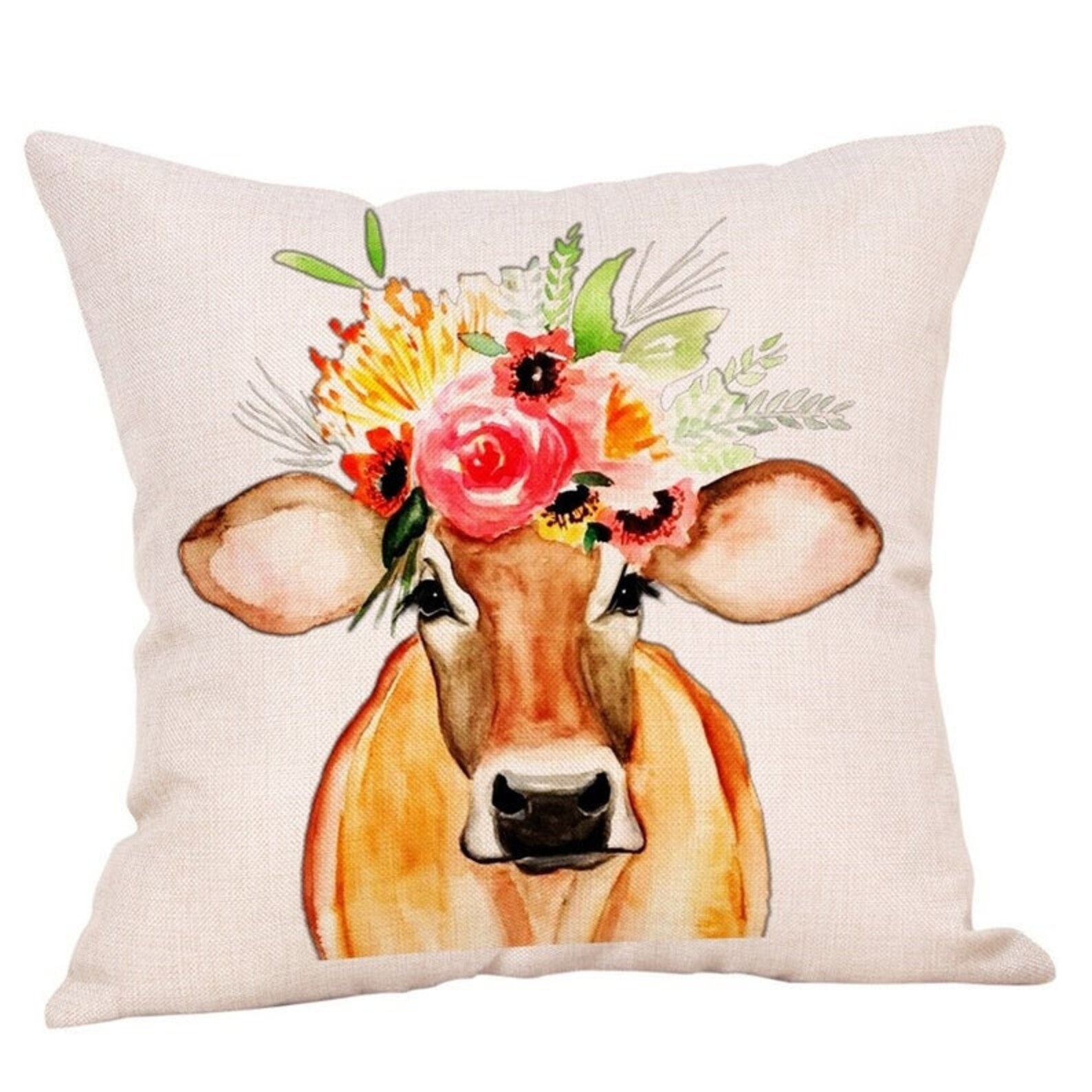 Cow Cushion Cover Animal Farm Pillow Cover Cow Decorative Etsy