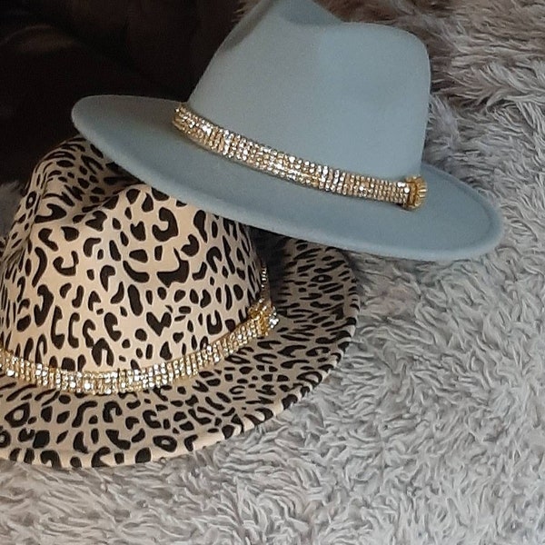 Beautiful Hand Crafted Bling High Quality Crystal Rhinestone/Gold Hat Band/ Belt.  Perfect Accessory For  Fedora, Cowboy Hat or Jazz Hat.