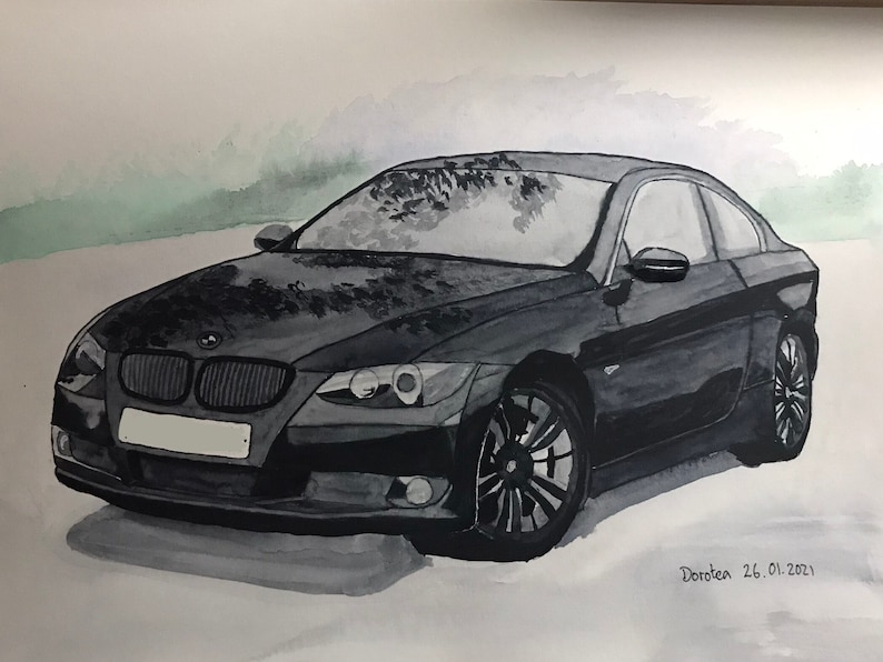Places or Objects A4 or A5 Personalised Watercolour Paintings of Vehicles Pets