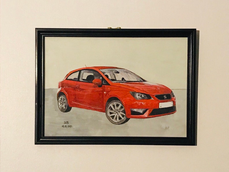 Places or Objects A4 or A5 Personalised Watercolour Paintings of Vehicles Pets