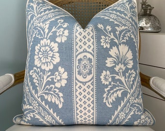Schumacher "Versailles" one or both sides high end linen floral pillow cover. Designer pillow cover. Decorative pillow cover. Euro shams.