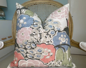 Thibault/Anna French &quot;Laura&quot; in blush and green one or both sides high end pillow cover. Decorative floral pillow cover.