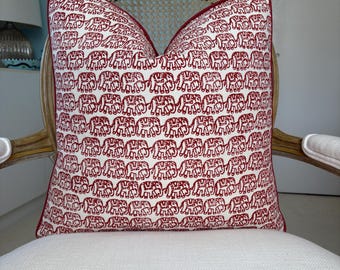Schumacher Molly Mahon “Ellies” in rust one sided 20”x 20” pillow cover.