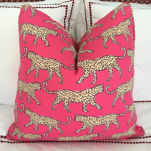 Clairbella Studio leopard/cheetah high end pillow cover, hot pink designer accent pillow cover, animal print throw pillow, decorative pillow
