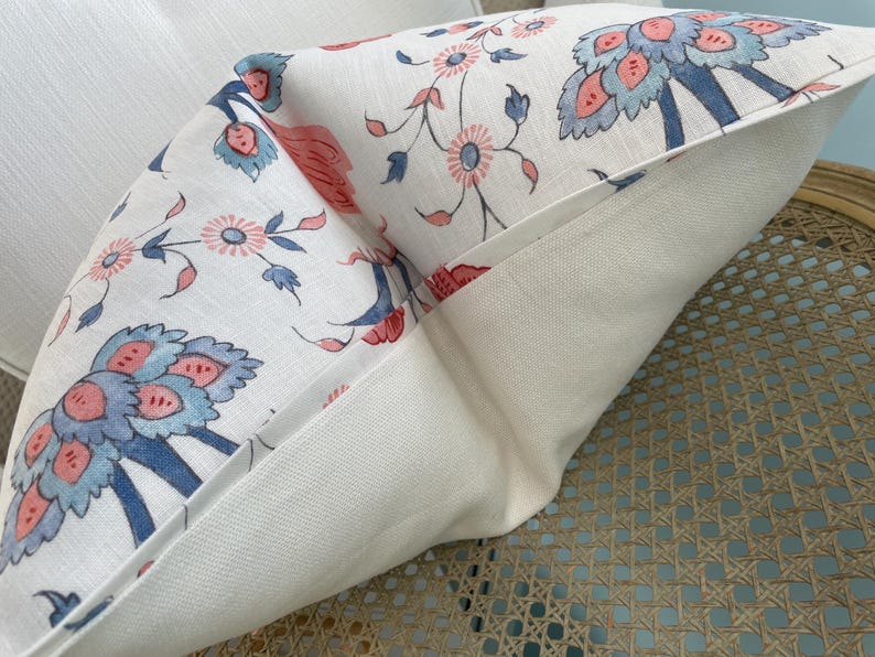 Ready to Ship. Schumacher Khilana in Delft and Rose One Sided Linen ...