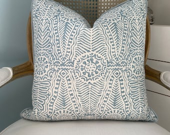 Lee Jofa “Drayton Print” in the Agean colorway one or both sides high end pillow cover. Designer pillow cover. Decorative pillow cover.