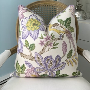Schumacher Huntington Gardens in lavender designed by Timothy Corrigan high end pillow covers. Floral Designer pillow cover. Accent Pillow.