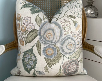 Colefax & Fowler “Emmeline” in old blue one or both sides high end pillow cover. Designer floral pillow cover. Decorative linen pillow cover