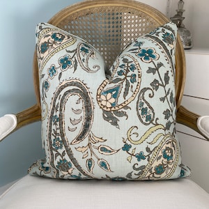 Cowtan & Tout “Shiraz” both sides high end pillow cover. Designer linen pillow cover. Decorative paisley pillow cover.