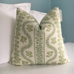 Sister Parish "Dolly"  in color "lettuce" one sided or both high end pillow cover. Designer pillow cover. Decorative pillow cover.