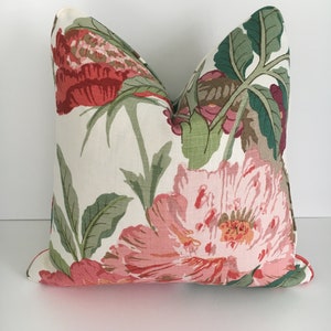 Schumacher "Enchanted Garden" Fuchsia high end pillow cover. Designer Floral pillow cover. Accent pillow cover. Decorative Pillow cover.