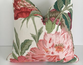 Schumacher &quot;Enchanted Garden&quot; Fuchsia high end pillow cover. Designer Floral pillow cover. Accent pillow cover. Decorative Pillow cover.