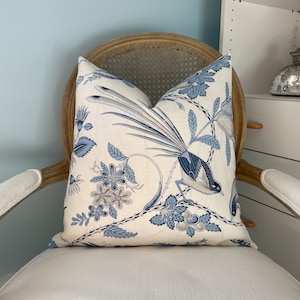 Schumacher “ Campagne” in blue/gris one sided pillow cover.