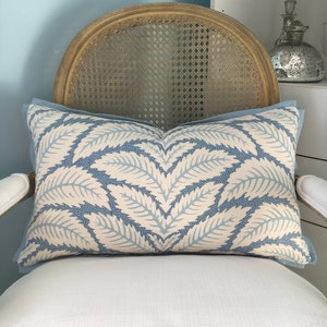 Brunschwig and Fils Talavera one sided 14&quot;x 22&quot; lumbar pillow cover. Blue and white high end pillow cover. Sofa pillow.