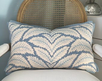 Brunschwig and Fils Talavera one sided 14"x 22" lumbar pillow cover. Blue and white high end pillow cover. Sofa pillow.