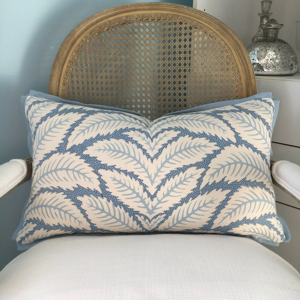 Brunschwig and Fils Talavera one sided 14"x 22" lumbar pillow cover. Blue and white high end pillow cover. Sofa pillow.
