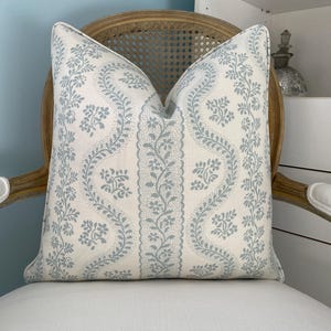 Sister Parish Dolly in Seafoam one or both sides high end pillow cover. Aqua and cream designer pillow cover. Decorative pillow cover.