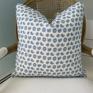 Studio Bon &quot;Tilly&quot; for Schumacher large abstract polka dot in sky blue double sided pillow cover. Decorative pillow cover. Designer pillow.