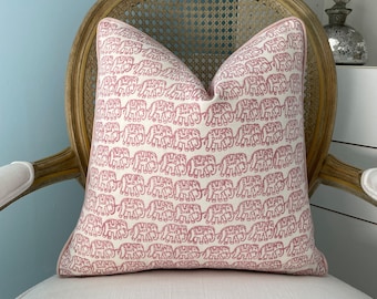 Schumacher Molly Mahon “Ellies” in rose both sides 18"x 18" pillow cover.