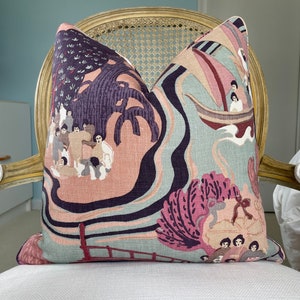 Schumacher "Pearl River" in blush one or both sides high end pillow cover. Designer 100% linen pillow cover. Decorative pillow cover.