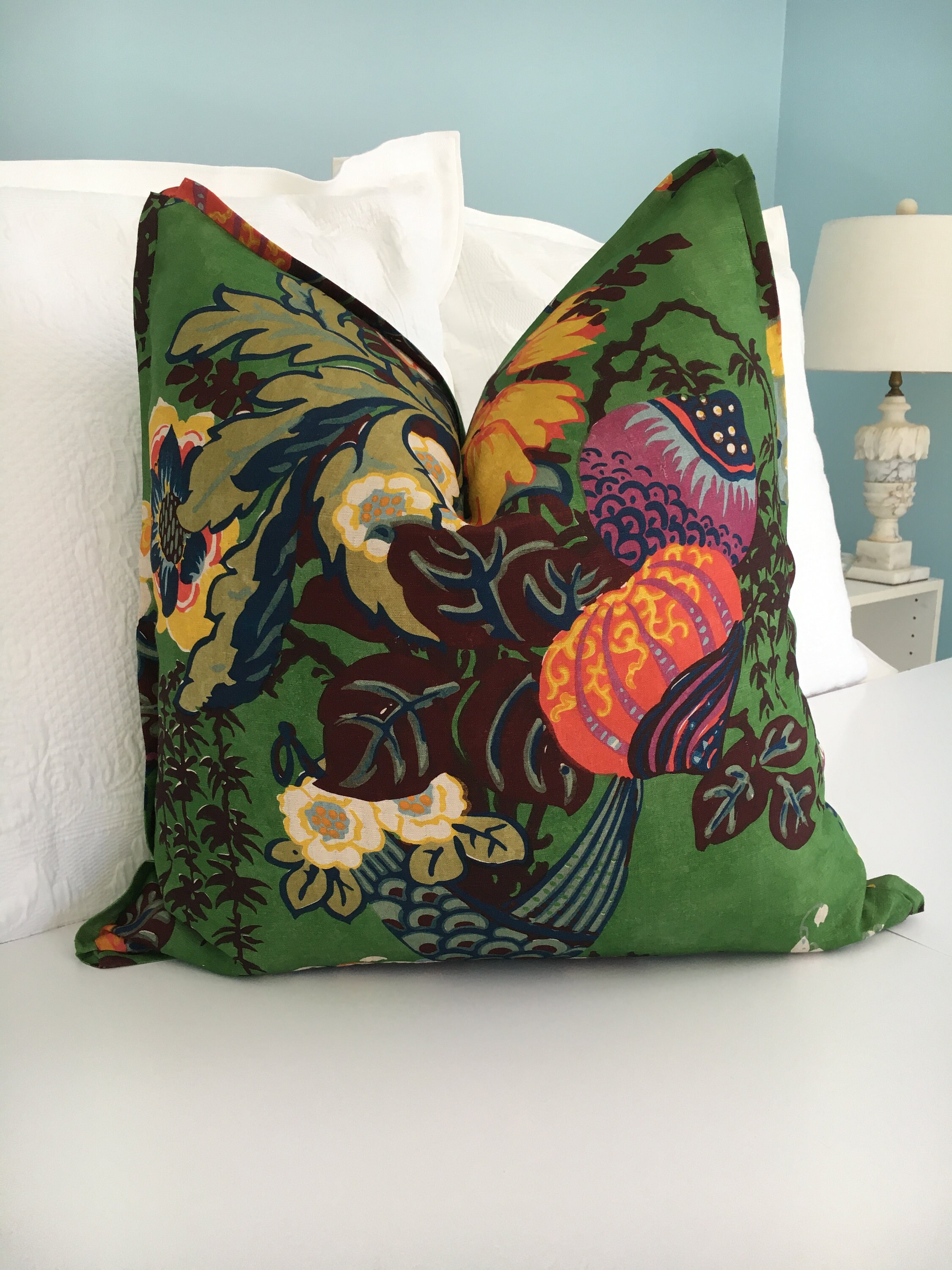 Anna French Fairbanks High End Pillow Cover. Kelly Green Etsy