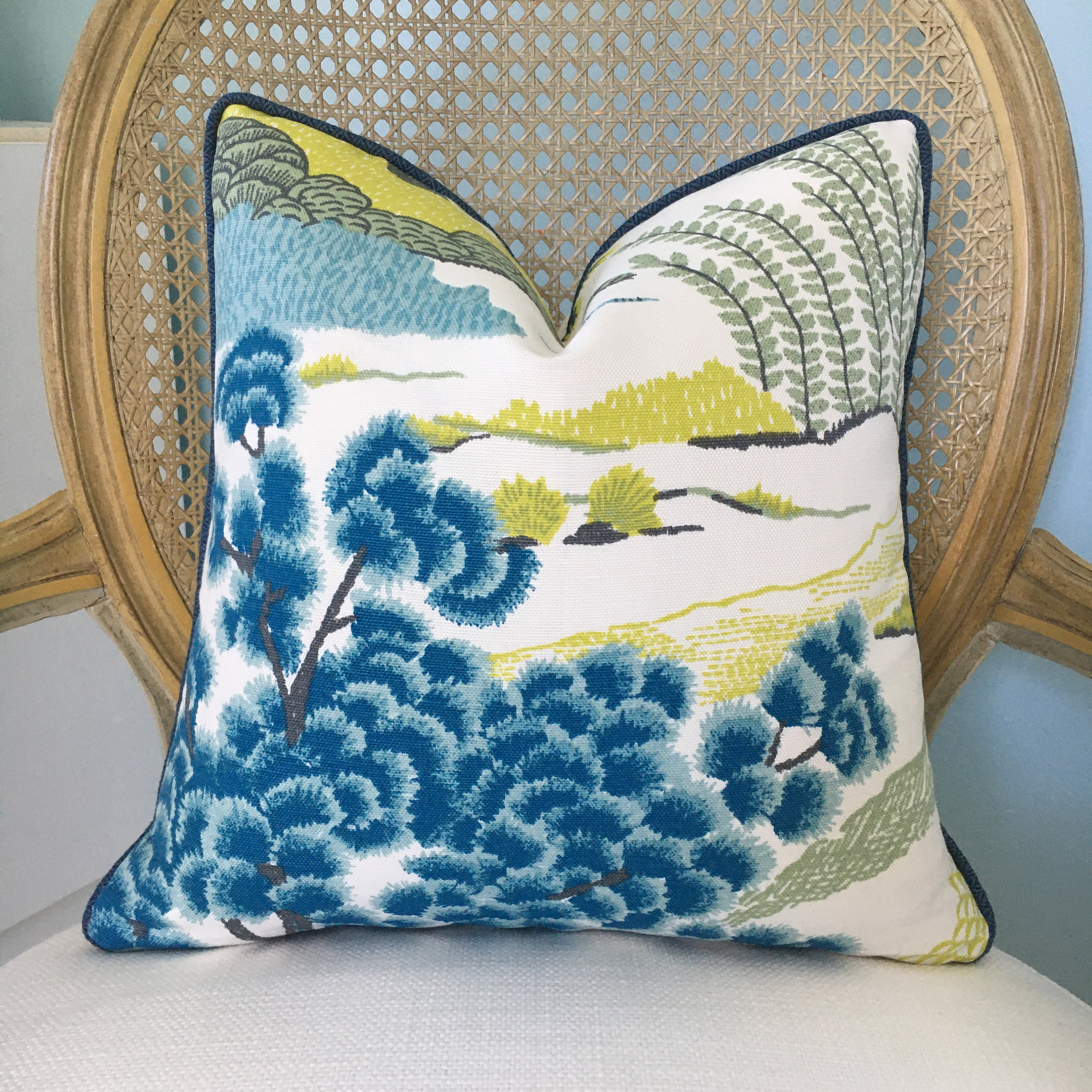 Thibaut Cairo Floral Blue and White Throw Pillow