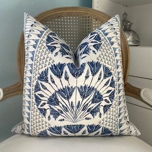 Anna French for Thibault &quot;Cairo&quot; pillow cover in blue and white decorative pillow cover. One or both sides designer pillow cover.