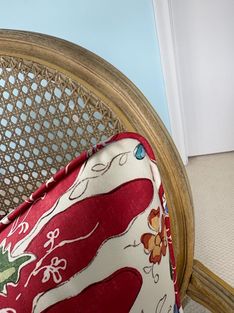 Brunschwig and Fils “Rivière” in red 100% cotton pillow cover. image 2