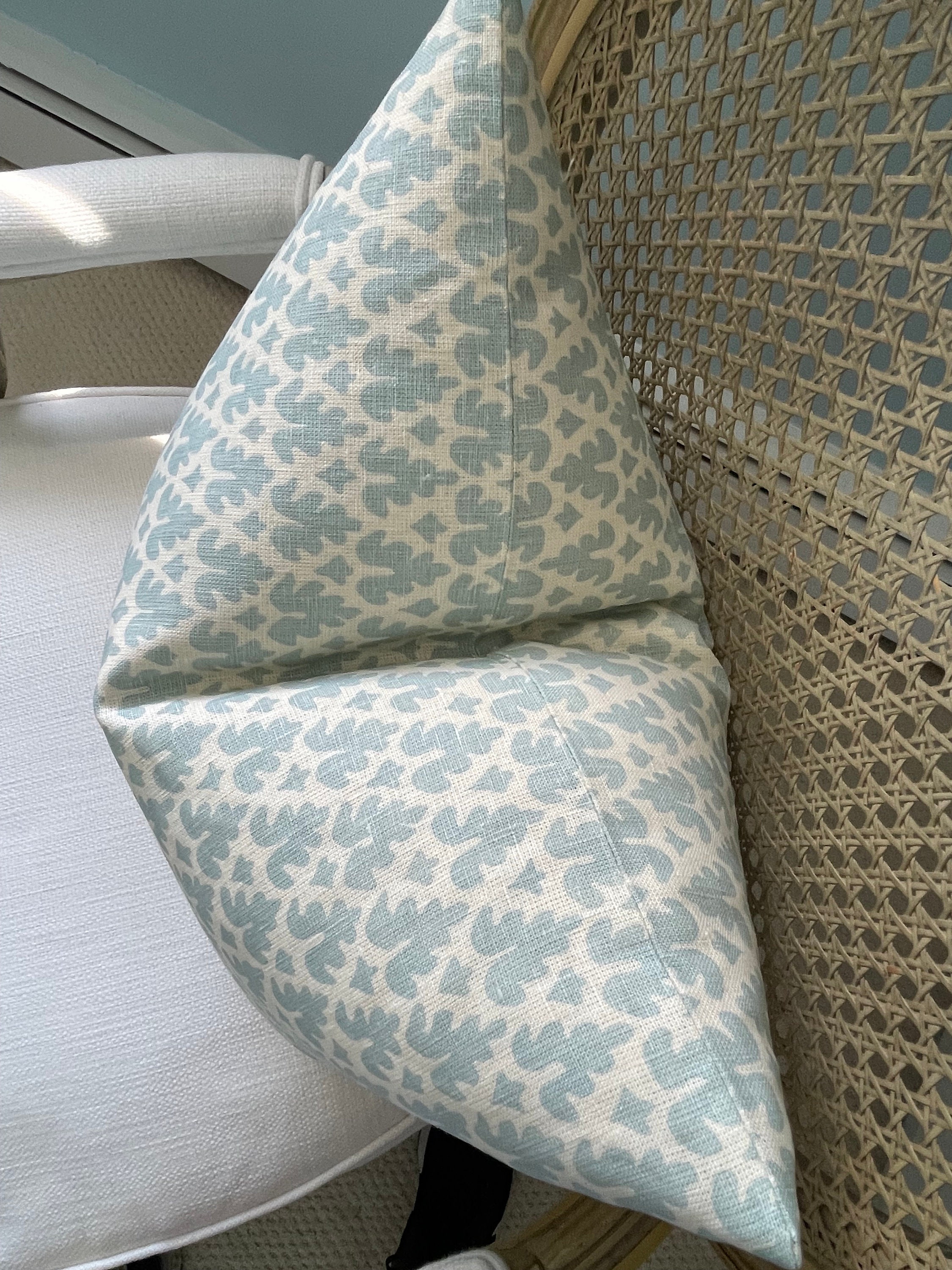 Quadrille Fabric: Des Gardes - Custom Soft Windsor Blue on Tinted 100% Linen main image 1