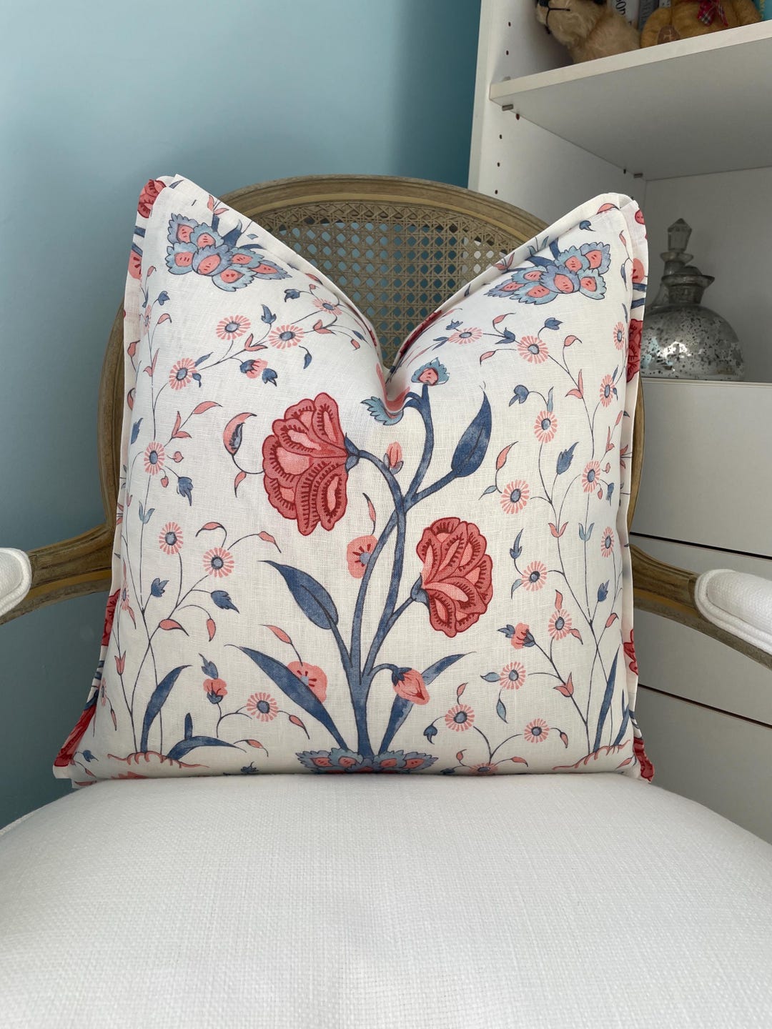 Ready to Ship. Schumacher Khilana in Delft and Rose One Sided Linen ...
