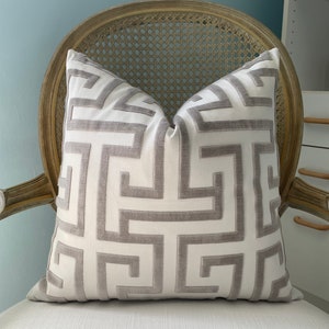 Thibault “Ming Trail” in grey one or both sides high end cut velvet pillow cover. Designer pillow cover. Decorative pillow cover.