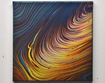 Waveform 31 - Acrylic pour painting, 10" x 10"