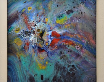 Nebula 7 - Acrylic pour painting, 12" x 12"