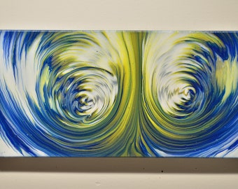 Stereo II - Acrylic pour painting, 10" x 20"