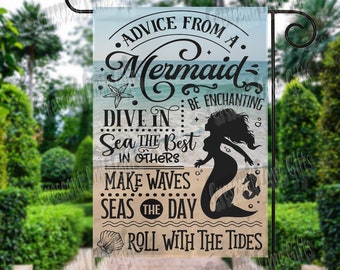 Advice from a mermaid Garden Flag / Outdoor Flag /  / DOUBLE SIDED  Flag /Outdoor Yard Decor