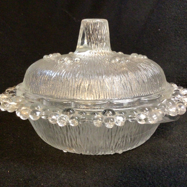 Lovely 1960s sweet or Bon Bon dish moulded bark glass