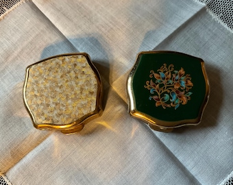 Pastilleros Stratton vintage: conjunto floral y dorado