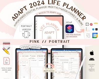 2024 ADAPT Life Planner and Widgets | PORTRAIT Version | Dated Digital Planner | Hyperlinked | GoodNotes, Noteshelf & more | Apple, Android