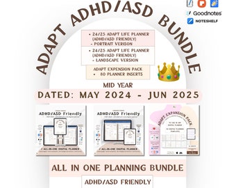 ADAPT adhd/asd-freundliches BUNDLE für digitale Planung | Digitale Planer, Widgets und Erweiterungspaket | Verwendung in GoodNotes und mehr