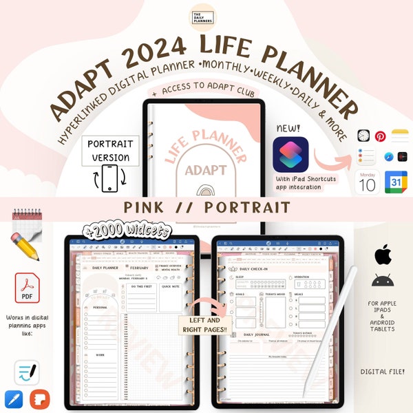 2024 ADAPT Life Planner and Widgets | PORTRAIT Version | Dated Digital Planner | Hyperlinked | GoodNotes, Noteshelf & more | Apple, Android