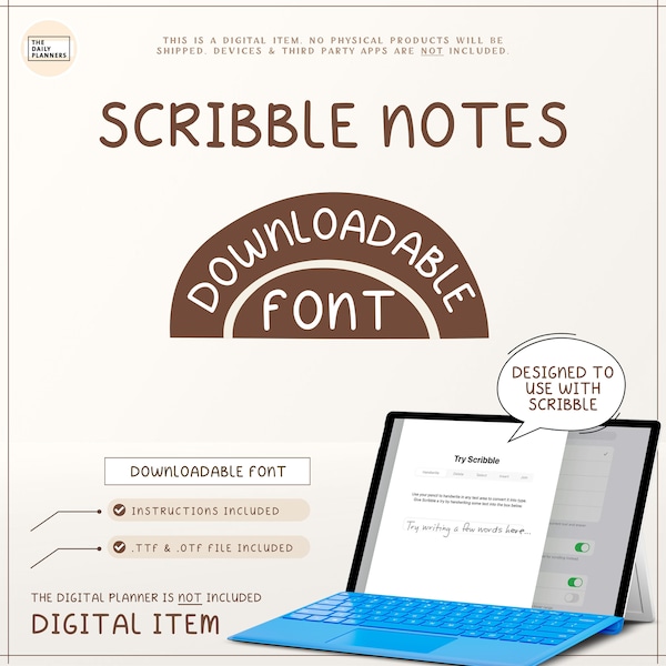 Scribble Notes - Fuente manuscrita ~ Fuente descargable / archivos .ttf .otf / Fuente de escritura a mano de planificación digital / GoodNotes / The Daily Planners