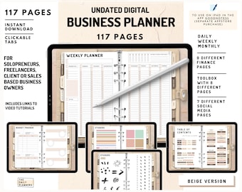 Undated Digital Business Planner [beige] - Daily, Weekly, Monthly - Project Planner - Finances to use in Goodnotes app[THE DAILY PLANNERS]