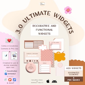 3.0 Ultimate WIDGETS for Digital Planning | TDP Add-Ons Decorative, functional | Use in GoodNotes, Noteshelf, Xodo or other note-taking apps