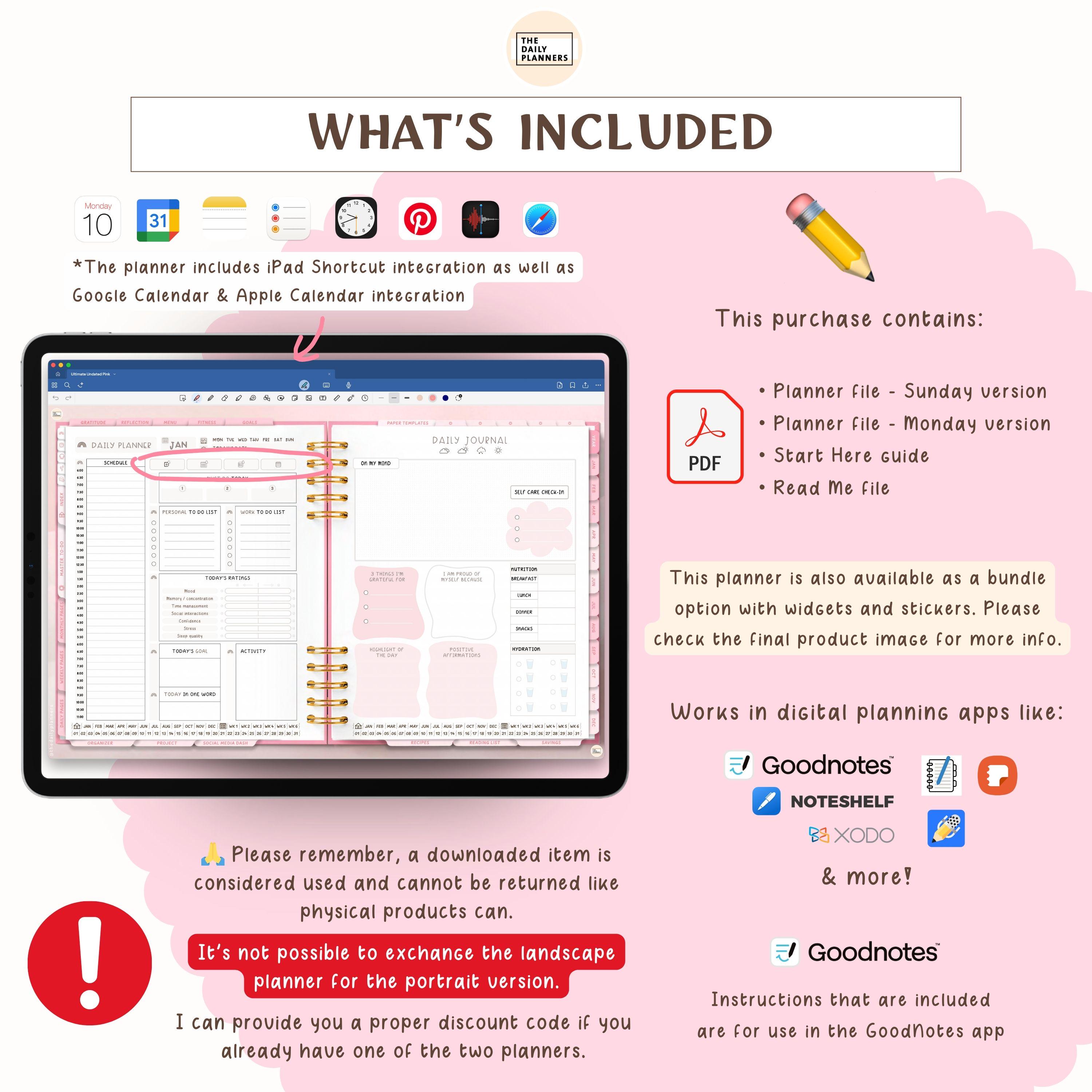 4.0 Ultimate Undated Life Planner Pink | Landscape Digital Planner ...