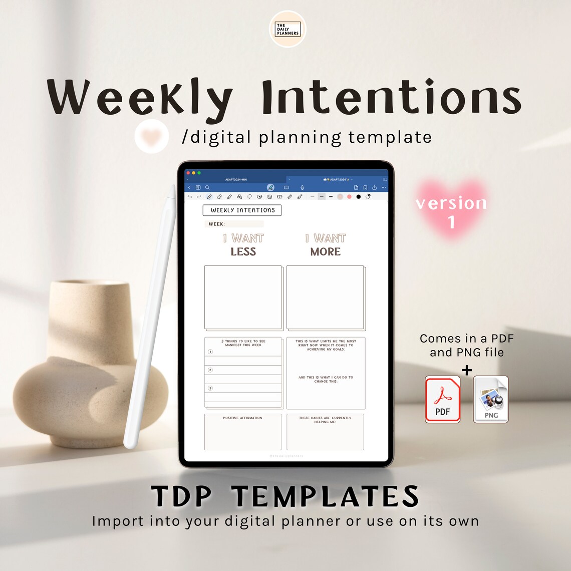 Weekly Intentions Worksheet.pdf Weekly Intentions Digital Planning Template (PDF & PNG) - for Goodnotes ...