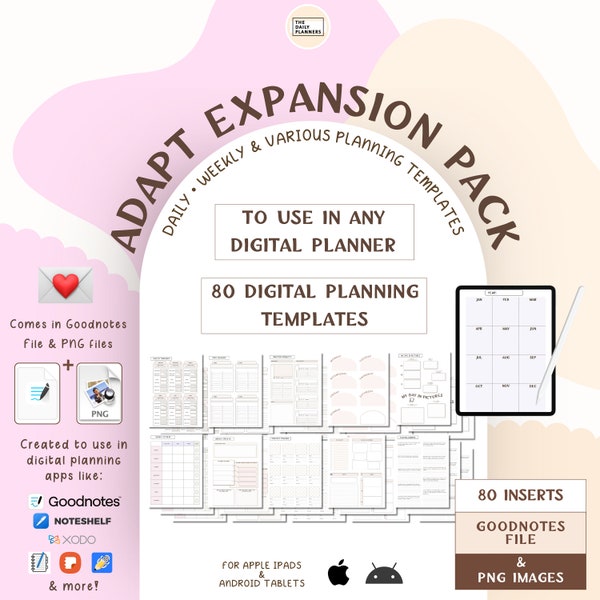 ADAPT Expansion Pack for Digital Planning | 80 Layout Inserts | Planning Templates | Use in GoodNotes, Noteshelf or other note-taking apps